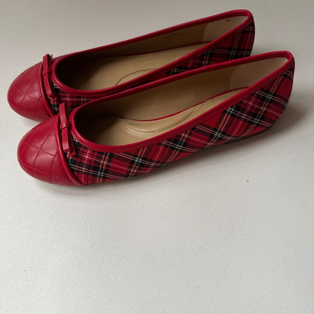 Talbots Red Plaid Women's Flats Size 10M